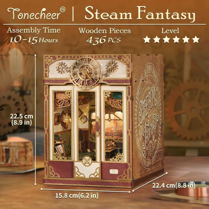 Комплект кътче за книги Tonecheer: 3D пъзел - кабина на влак