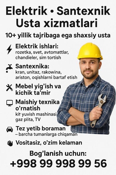 Usta xizmatlari Elektrik Santexnik