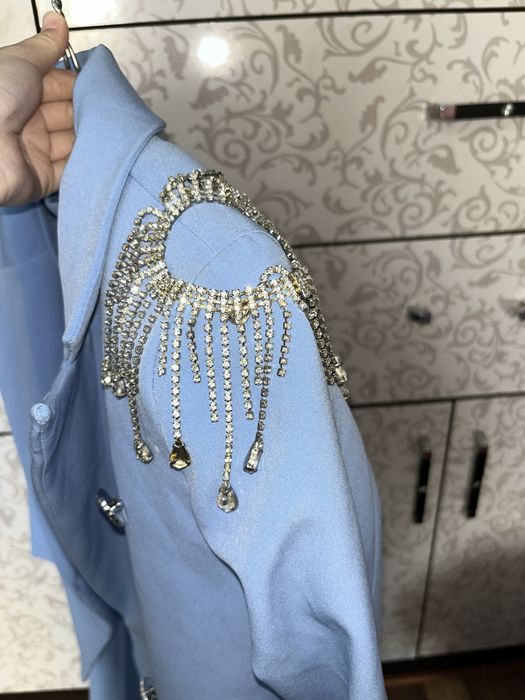 Көк түсті стильді костюм двойка