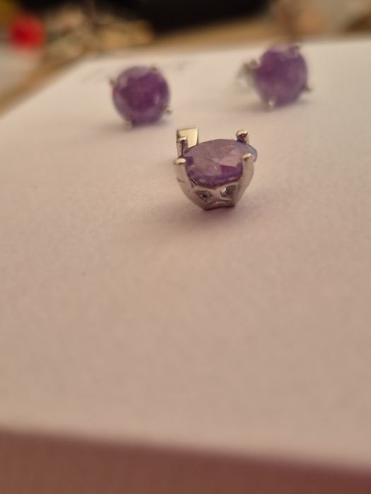 Set argint cu piatra mov