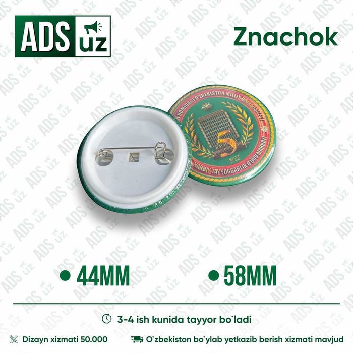 Znachok 44 mmlik
O`z brendingiz bilan