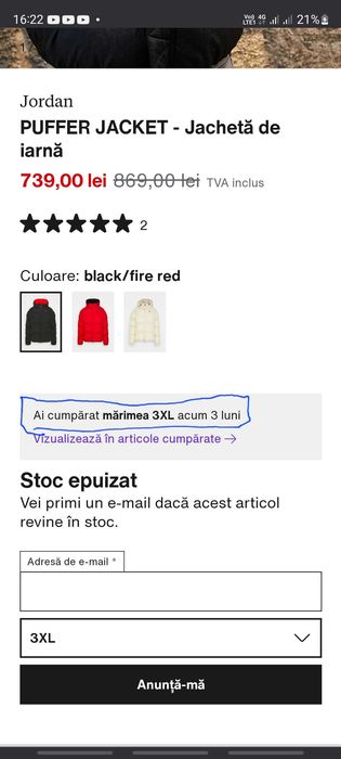 Jordan
PUFFER JACKET - Jachetă de iarnă