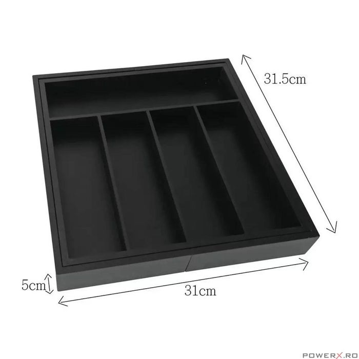 Cutie pentru tacamuri din bambus, cu 7 compartimente, pentru sertar,