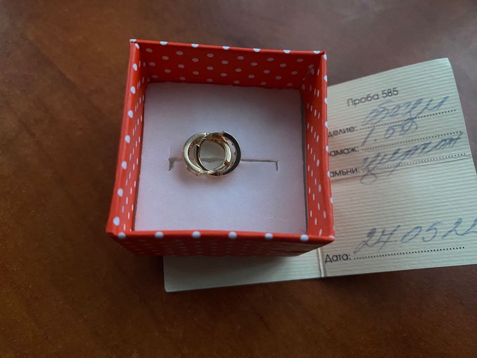 Златни обеци с циркони