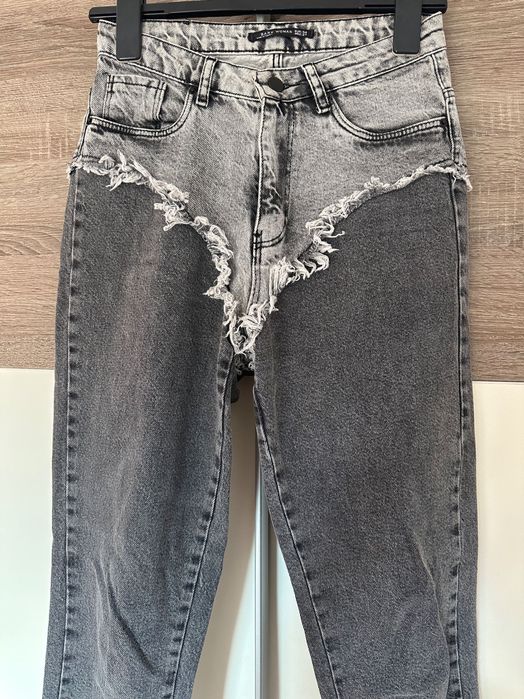 Ефектни сиви дънки р-р 34