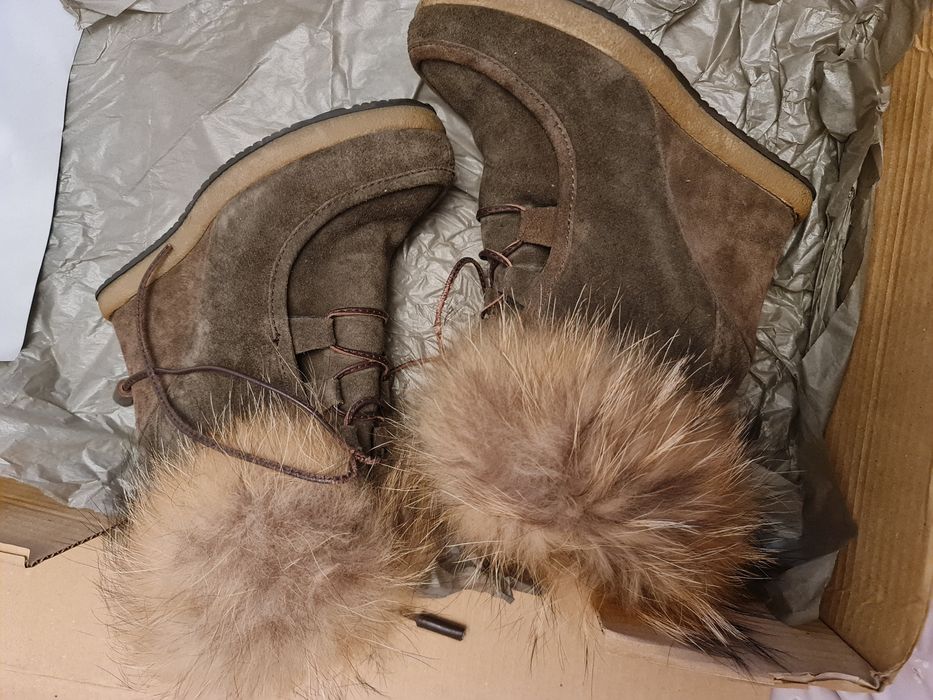 Ghete cu platforma si blana naturala Sasha Fabiani