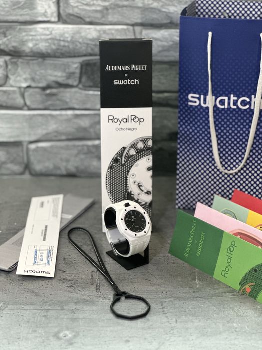 Ceas AP X Swatch Ocho Negro Premium + Brățară albă