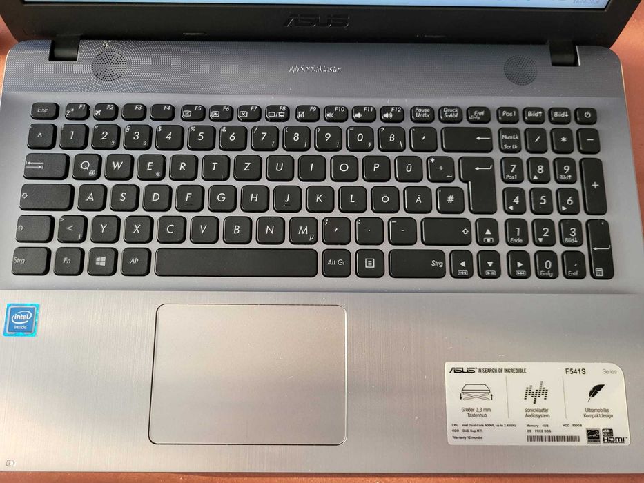 Laptop 15.6" ASUS Vivobook Max F541SA-XO198D Intel® Celeron® N3060 4 GB DDR3 120 GB SSD W11Pro Silver