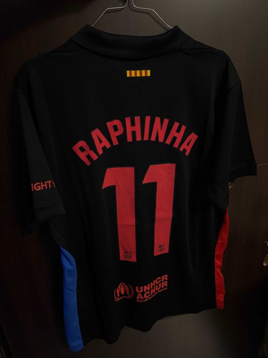 Tricou Raphinha Barcelona away negru la liga