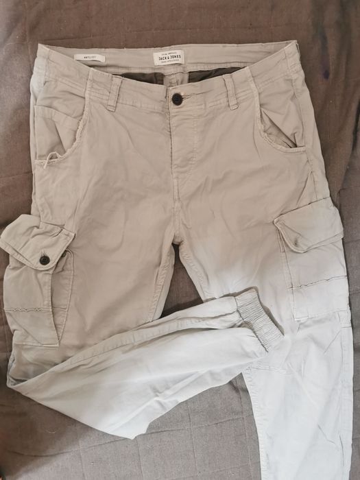 Pantaloni cargo bărbați S Jack & Jones crem