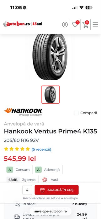 Hankook Ventus Prime 4 vara IMPECABILE