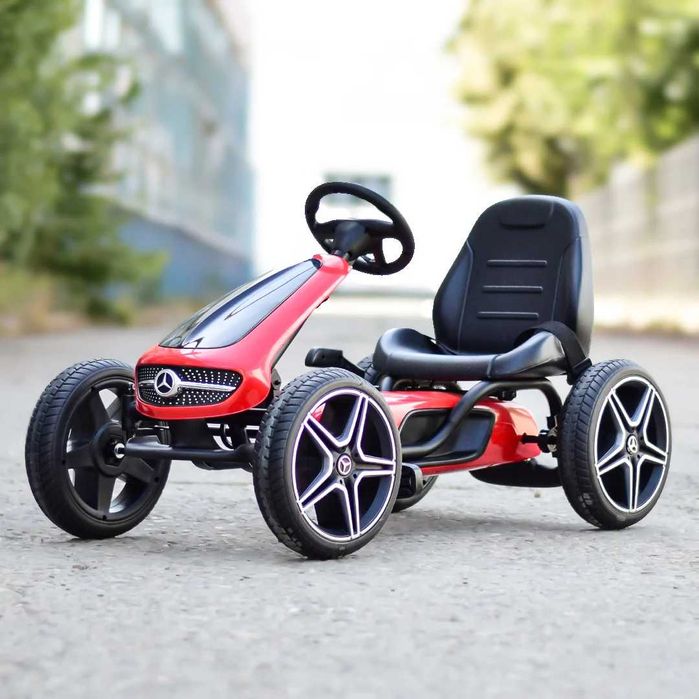 GO Kart cu pedale de la Mercedes, roti cauciuc solid, scaun reglabil