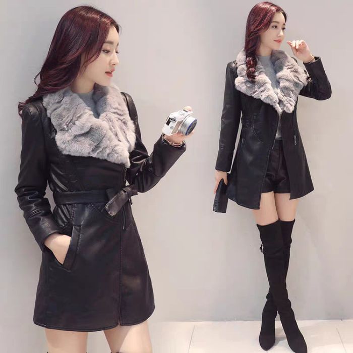 Ayollar uchun mehli koja plash, issiq koja kurtka