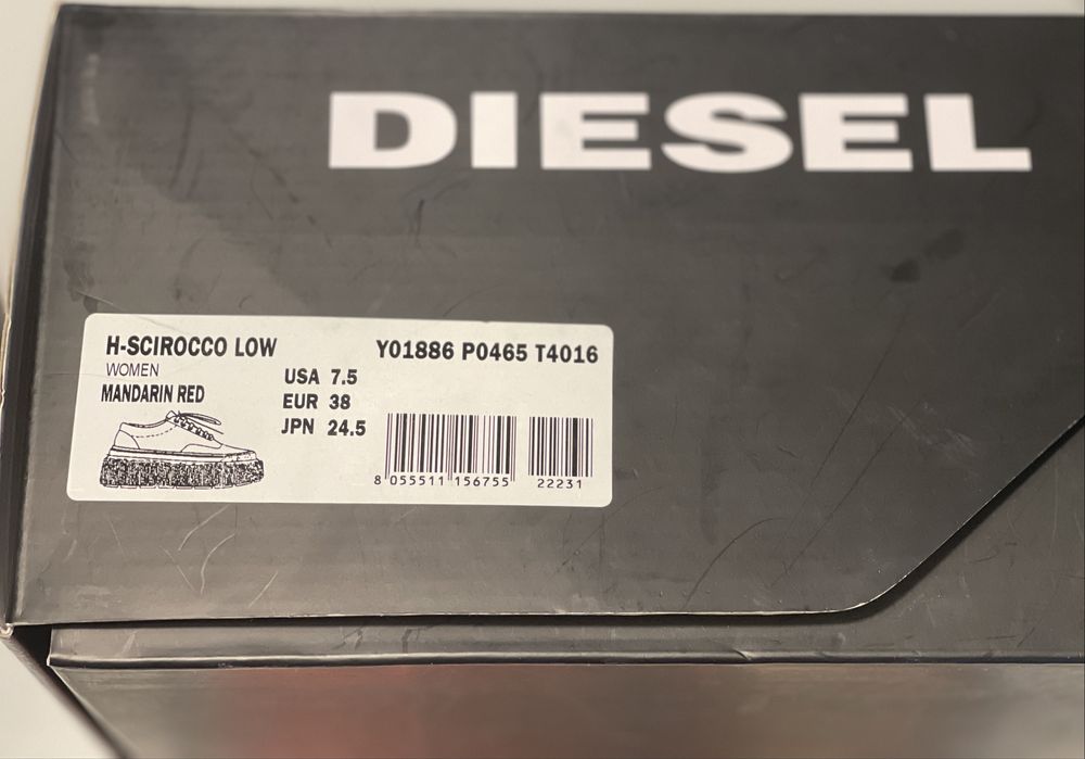 Pantofi dama Diesel H-Scirocco Low, rosu mandarin, marime 38, ca noi