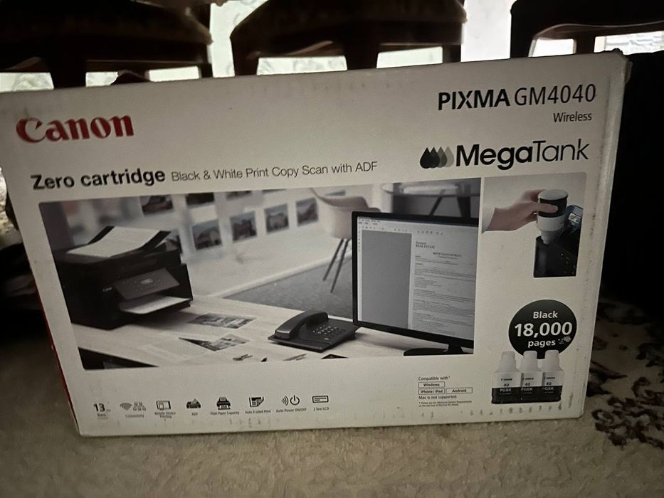 Принтер Canon MegaTank — новый, Wi-Fi, печать 18 000 стр