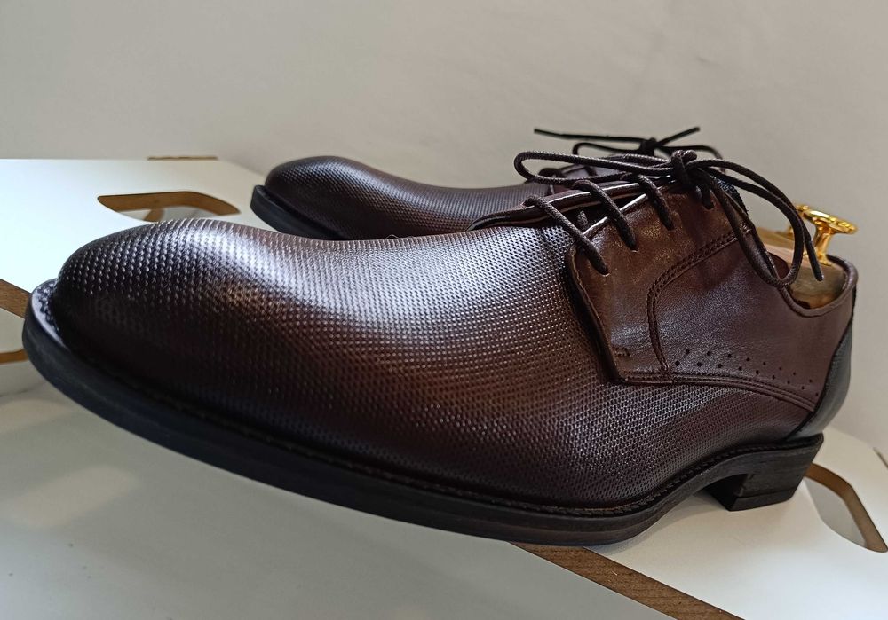 Pantofi derby 43 plain toe premium Oliver Jacob NOI piele naturala