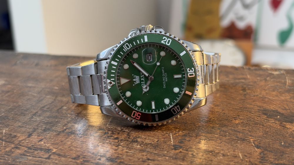 Ceas diver submariner quartz verde kermit 40mm