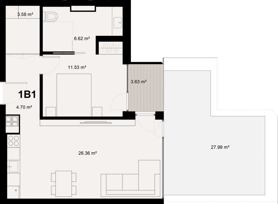 Двустаен апартамент в Младежки хълм