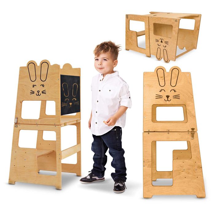 Turn de invatare, Bunny, tip Montessori, cu tabla de scris, +12luni