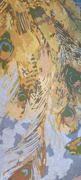 Готова картина по номера  „Паунови пера“, 50x70 см