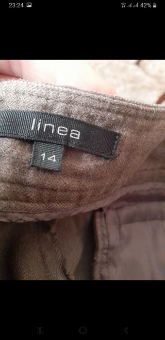 Pantaloni dama In Linea,maro din in si lana L