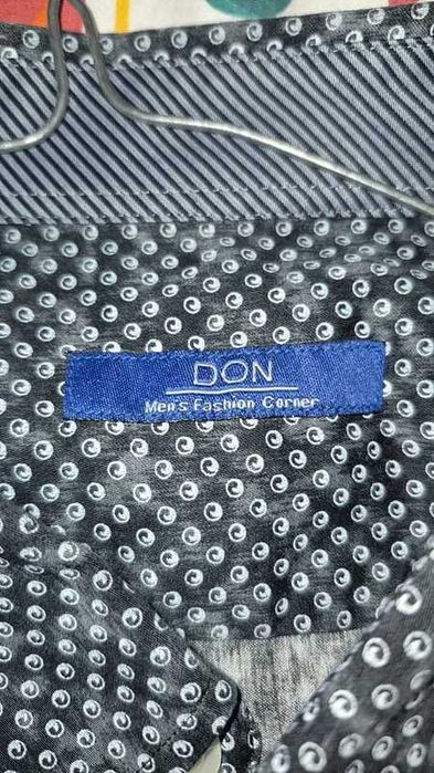 Cămașă bărbătească Don MenFashion Corner, negru cu gri și buline albe