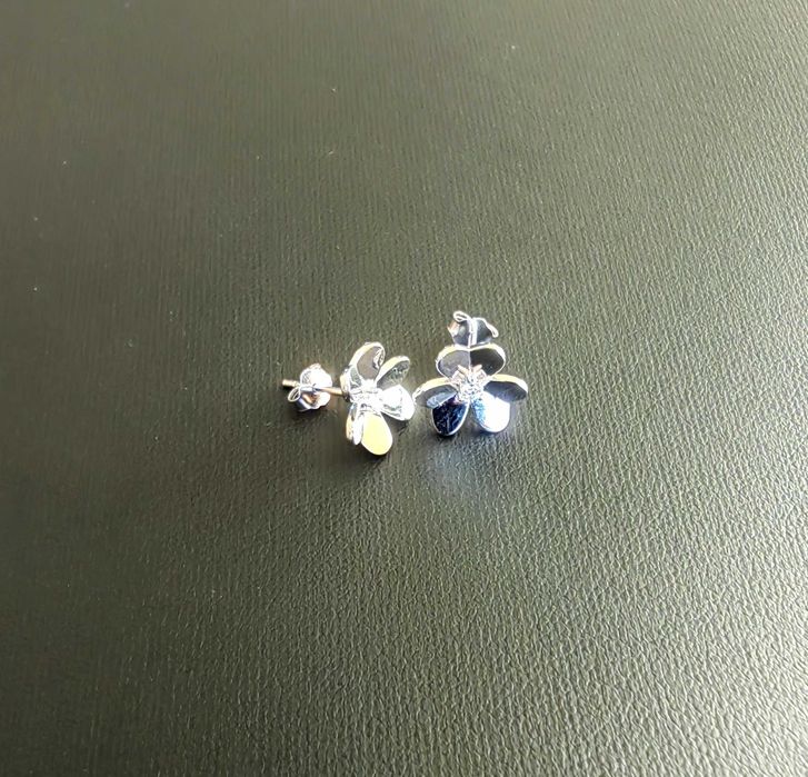 Сребърни обеци от зелен малахит Van Cleef-Arpels VCA Vintage Alhambra