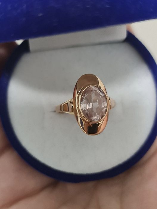 Золотое, советское кольцо 583 пробы с гранатитом