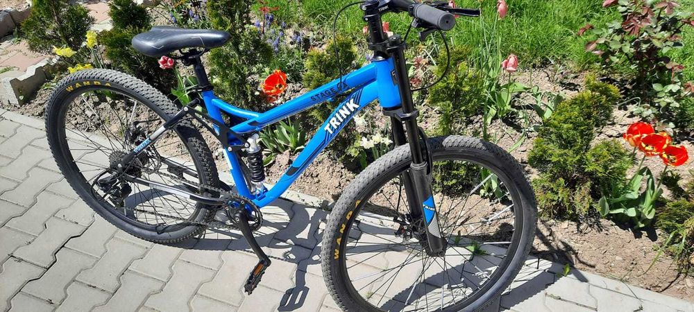 Vând bicicletă MTB frana pe disc full suspension, Trink B216-blue 26''
