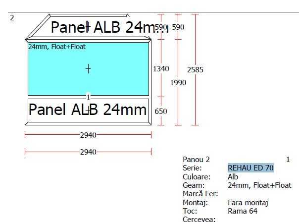 Geam cu Sticla REHAU ED 70 si panel 24mm alb Nasaud • OLX.ro