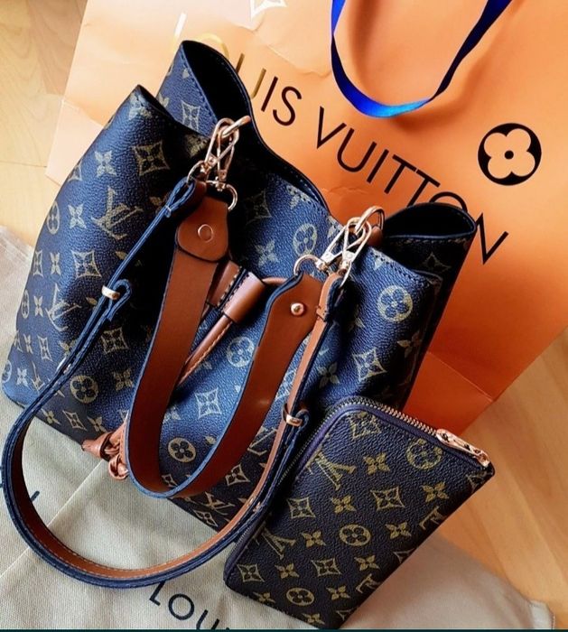 Set LV (geanta +portofel),new model import Franța, saculet, etichetă