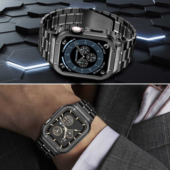 2в1 КОМПЛЕКТ Стоманена каишка + калъфче за Apple Watch ULTRA/SE/9/8/7