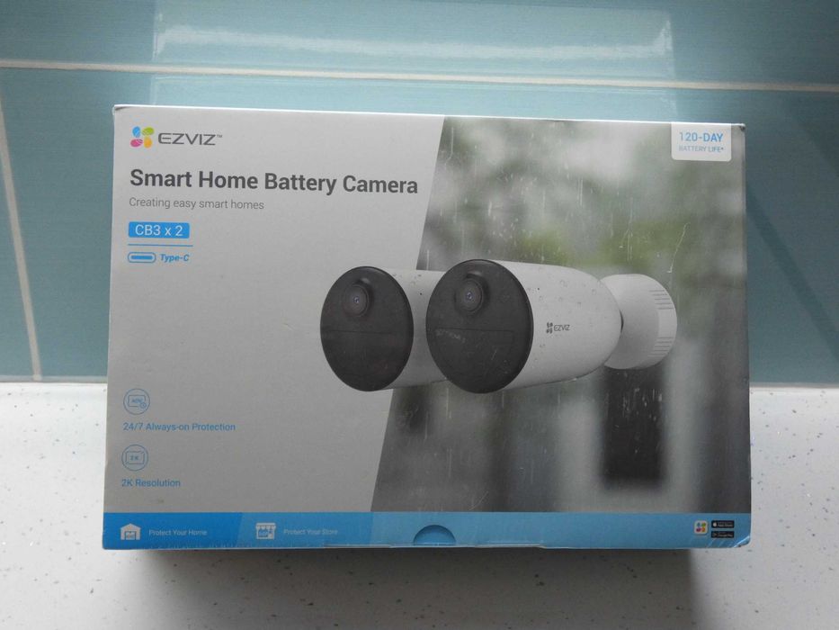 2 броя Ezviz CB3 WiFi Акумулаторна IP камера - батерия 120 дни