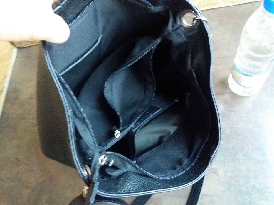 дамска чанта,черна малка кожена торба-естествена кожа