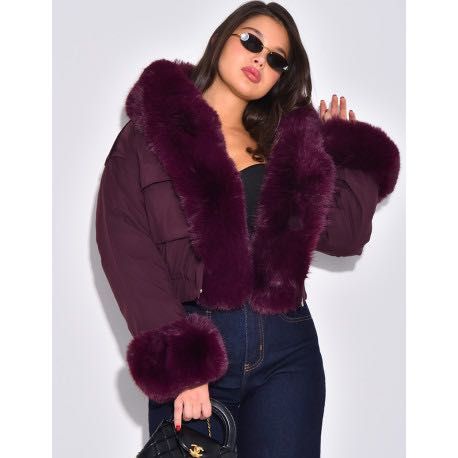 Уникално яке с пух яка и ръкави