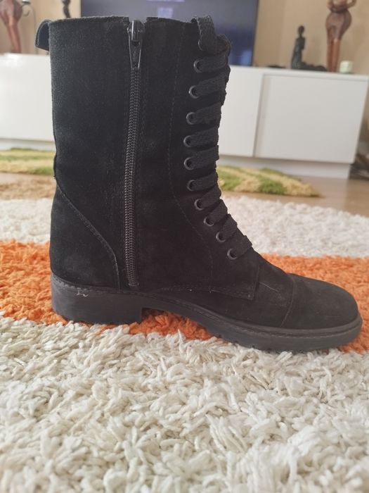 Ghete negre piele întoarsă