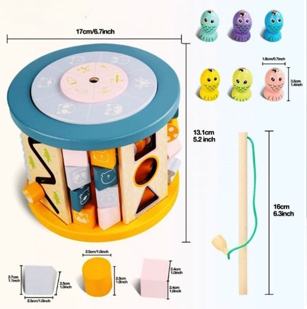 Jucărie Montessori din Lemn Multifuncțională, Cub Educațional