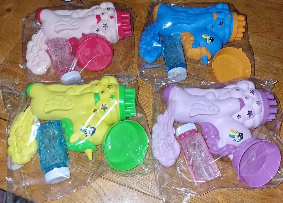 VATOS 4 броя Пистолети за мехурчета за деца, светлини и разтвор