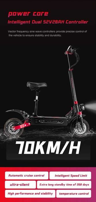 Noua, Sigilata‼️BOYUEDA Q7 Pro MAX 3200W, 2 x 1600W Dual Motor, Baterie 52V 28AH, Card NFC, Bluetooth - Frane Hidraulice - Scaun - 2 incarcatoare 3A