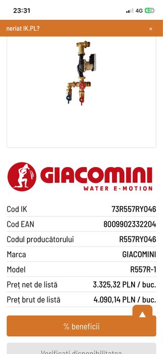 Giacomini Set Pompa de Circulatie si Kit Distantier