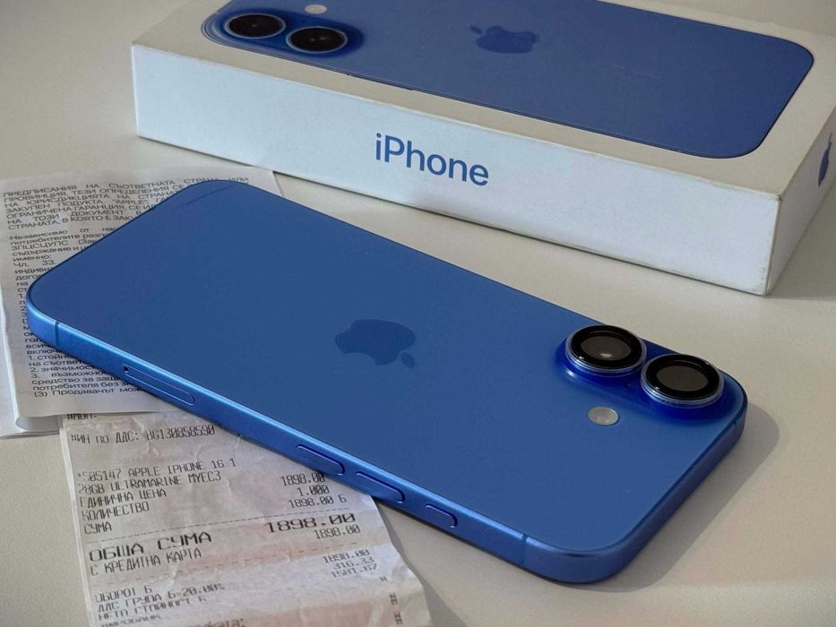 Бартер! iPhone 16 Ultramarine (Син) 92% Батерия.