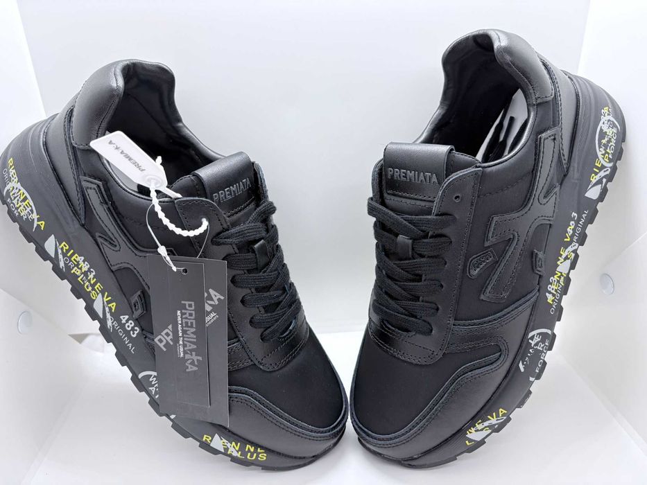 Premiata 483 Negru Verificare Colet Premium Sneakers