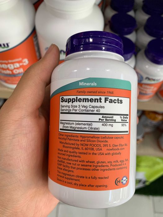 NOW FOODS Magnesium Citrate - 120 Vcaps