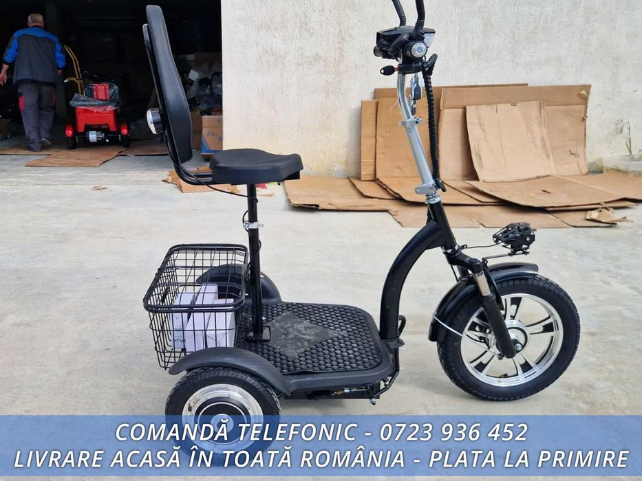 30% Tricicleta electrica mobilitate adulti si varstnici FARA PERMIS - Livrare acasa in toata Romania - GARANTIE MAGAZIN 48v12ah, 500w,  FULL ECHIPATA!
