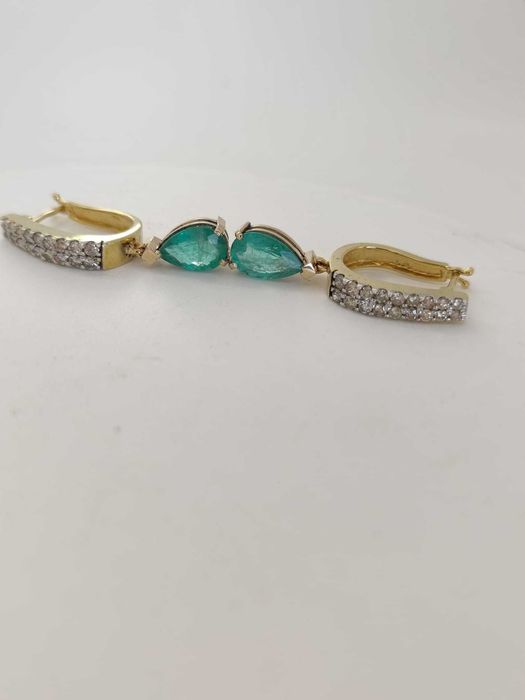 Cercei aur 14k cu Smaralde si Diamante 5ct OKAZIE 10000lei