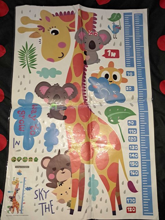 Sticker perete metru masurare girafa si animale