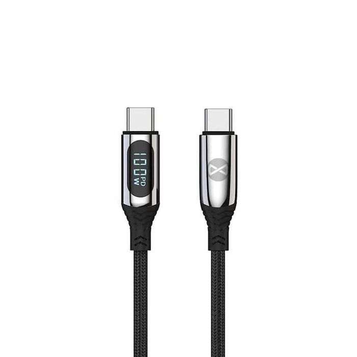 Кабел с LCD дисплей, USB-C – USB-C, 100W, 1.0 м, черен – Forever