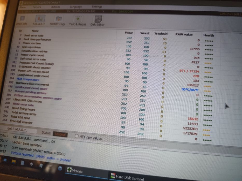 Hdd laptop Samsung 1tb 100%