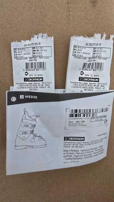 Clapari schi copii, Wedze Boost 500JR, 225, 4 clape, Flex 50, (EU 36)