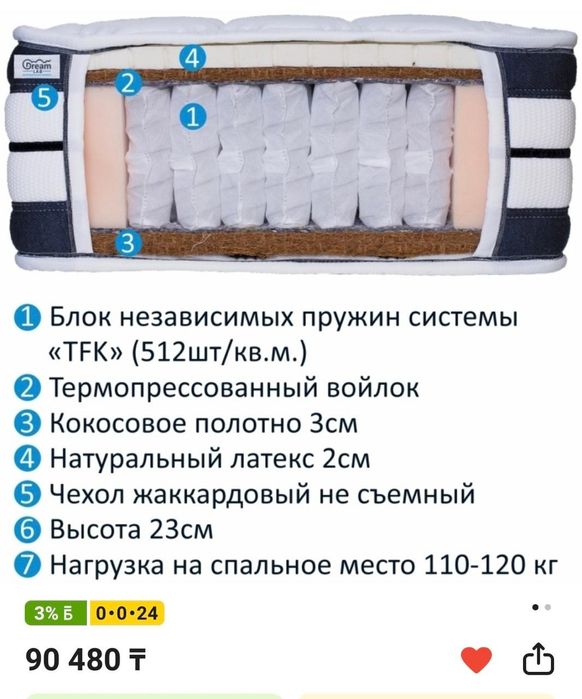 Матрас 200×90 заводской